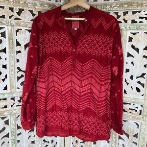 JOHNNY WAS embroidered Convertible Blouse